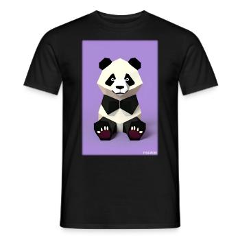 Panda Polygon Wild Pandabär Wildnis Zoo Tier - Männer T-Shirt - Schwarz - Vorne - AI Model Male 178 light (178cm)