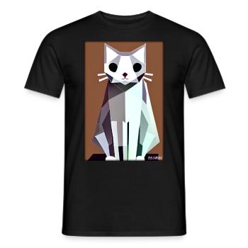 Katze Kater Polygon Tier Stubentiger Haustier - Männer T-Shirt - Schwarz - Vorne - AI Model Male 178 light (178cm)