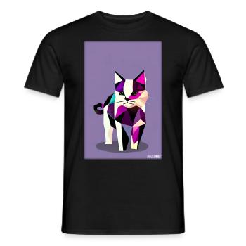 Katze Kater Polygon Tier Stubentiger Haustier - Männer T-Shirt - Schwarz - Vorne - AI Model Male 178 light (178cm)