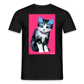 Katze Kater Polygon Tier Stubentiger Haustier - Männer T-Shirt - Schwarz - Vorne - AI Model Male 178 light (178cm)