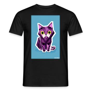 Katze Kater Polygon Tier Stubentiger Haustier - Männer T-Shirt - Schwarz - Vorne - AI Model Male 178 light (178cm)