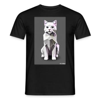Katze Kater Polygon Tier Stubentiger Haustier - Männer T-Shirt - Schwarz - Vorne - AI Model Male 178 light (178cm)