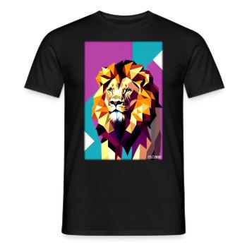 Leo Polygon Arc-en-ciel coloré sauvage Faune sauvage - T-shirt homme - noir - Devant - AI Model Male 178 light (178cm)
