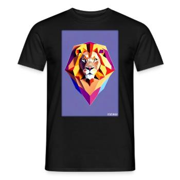 Leo Polygon Arc-en-ciel coloré sauvage Faune sauvage - T-shirt homme - noir - Devant - AI Model Male 178 light (178cm)