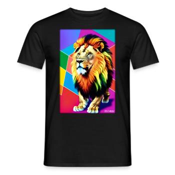 Leo Polygon Arc-en-ciel coloré sauvage Faune sauvage - T-shirt homme - noir - Devant - AI Model Male 178 light (178cm)
