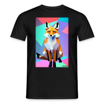 Fuchs Polygon Waldbewohner Waldtier Wildnis Tier - Männer T-Shirt - Schwarz - Vorne - AI Model Male 178 light (178cm)