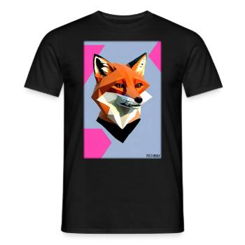 Fuchs Polygon Waldbewohner Waldtier Wildnis Tier - Männer T-Shirt - Schwarz - Vorne - AI Model Male 178 light (178cm)