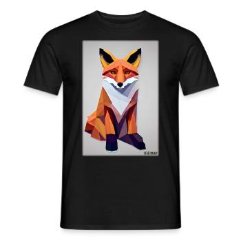 Fuchs Polygon Waldbewohner Waldtier Wildnis Tier - Männer T-Shirt - Schwarz - Vorne - AI Model Male 178 light (178cm)
