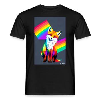 Fuchs Polygon Waldbewohner Waldtier Wildnis Tier - Männer T-Shirt - Schwarz - Vorne - AI Model Male 178 light (178cm)