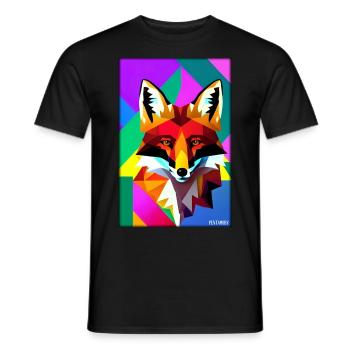 Fuchs Polygon Waldbewohner Waldtier Wildnis Tier - Männer T-Shirt - Schwarz - Vorne - AI Model Male 178 light (178cm)
