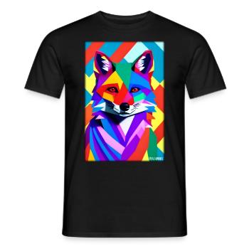 Fuchs Polygon Waldbewohner Waldtier Wildnis Tier - Männer T-Shirt - Schwarz - Vorne - AI Model Male 178 light (178cm)