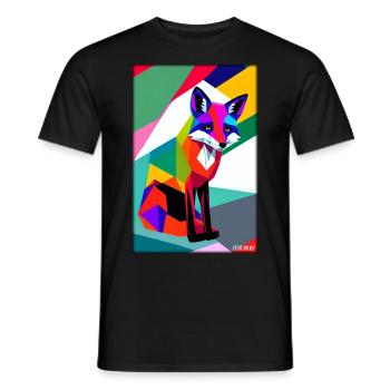 Fuchs Polygon Waldbewohner Waldtier Wildnis Tier - Männer T-Shirt - Schwarz - Vorne - AI Model Male 178 light (178cm)