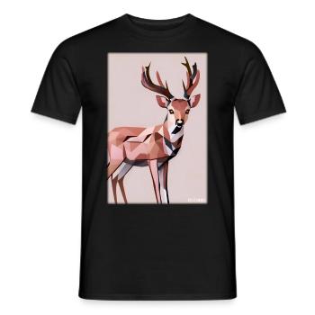 Deer Polygon Wildlife Wilderness Forest Nature Antlers - Men's T-Shirt - black - Front - AI Model Male 178 light (178cm)