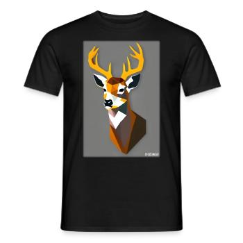 Deer Polygon Wildlife Wilderness Forest Nature Antlers - Men's T-Shirt - black - Front - AI Model Male 178 light (178cm)