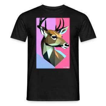 Deer Polygon Wildlife Wilderness Forest Nature Antlers - Men's T-Shirt - black - Front - AI Model Male 178 light (178cm)