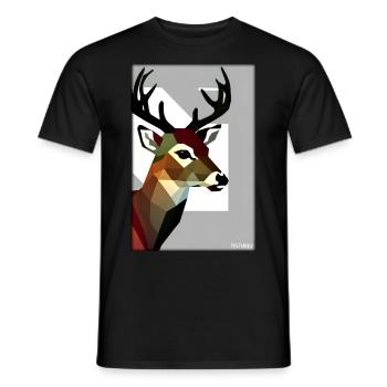 Deer Polygon Wildlife Wilderness Forest Nature Antlers - Men's T-Shirt - black - Front - AI Model Male 178 light (178cm)