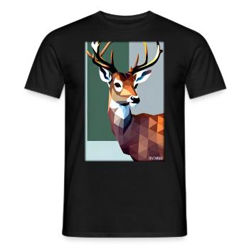 Deer Polygon Wildlife Wilderness Forest Nature Antlers - Men's T-Shirt - black - Front - AI Model Male 178 light (178cm)