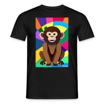 Affe Polygon Tiere Wildnis Zoo Afrika Safari - Männer T-Shirt - Schwarz - Vorne - AI Model Male 178 light (178cm)