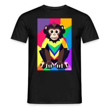 Affe Polygon Tiere Wildnis Zoo Afrika Safari - Männer T-Shirt - Schwarz - Vorne - AI Model Male 178 light (178cm)