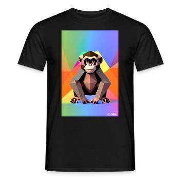 Affe Polygon Tiere Wildnis Zoo Afrika Safari - Männer T-Shirt - Schwarz - Vorne - AI Model Male 178 light (178cm)