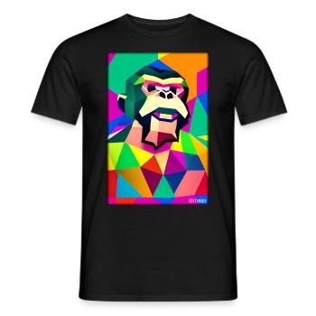 Affe Polygon Tiere Wildnis Zoo Afrika Safari - Männer T-Shirt - Schwarz - Vorne - AI Model Male 178 light (178cm)