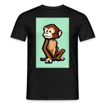 Affe Polygon Tiere Wildnis Zoo Afrika Safari - Männer T-Shirt - Schwarz - Vorne - AI Model Male 178 light (178cm)