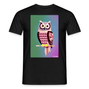 Eule Wütend Polygon Waldtier Wildnis Vogel Nacht - Männer T-Shirt - Schwarz - Vorne - AI Model Male 178 light (178cm)