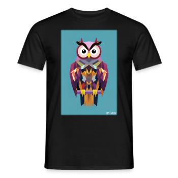 Eule Wütend Polygon Waldtier Wildnis Vogel Nacht - Männer T-Shirt - Schwarz - Vorne - AI Model Male 178 light (178cm)