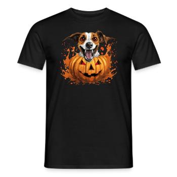 Halloween Jack Russel Kürbis Hund - Männer T-Shirt - Schwarz - Vorne - AI Model Male 178 light (178cm)
