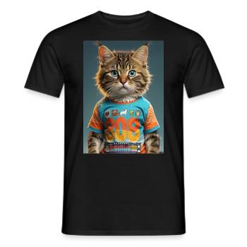 808Cat Kitty - Männer T-Shirt - Schwarz - Vorne - AI Model Male 178 light (178cm)