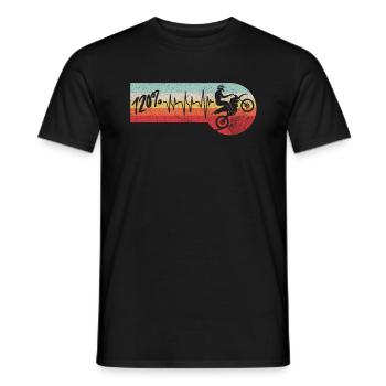 Motorcycle Heartbeat Motocross Enduro Biker ECG - Men's T-Shirt - black - Front - AI Model Male 178 light (178cm)