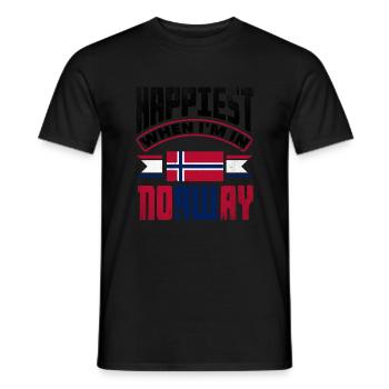 Norvège Norvège Norvège la plus heureuse quand je suis en Norvège - T-shirt homme - noir - Devant - AI Model Male 178 light (178cm)