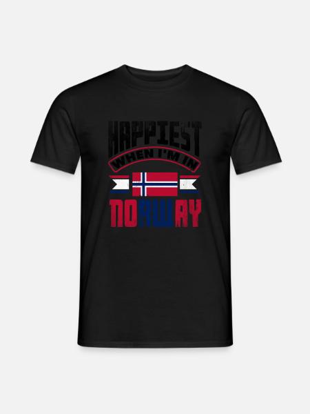 Norway Norwegian Norway Happiest When Im In Norway - Men's T-Shirt - black