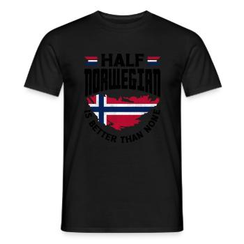 Drapeau de la Norvège La moitié norvégienne vaut mieux que rien - T-shirt homme - noir - Devant - AI Model Male 178 light (178cm)