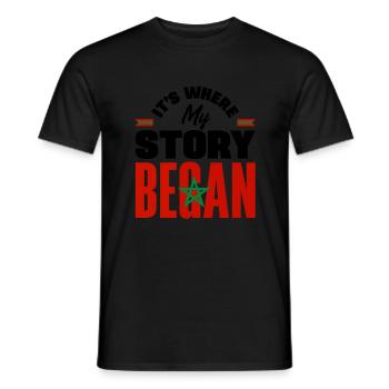 Maroc Maroc Maroc Flag C’est là où mon histoire - T-shirt homme - noir - Devant - AI Model Male 178 light (178cm)