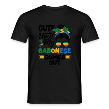 Gabonais Gabon Drapeau Gabonais mignon jusqu’à mon - T-shirt homme - noir - Devant - AI Model Male 178 light (178cm)