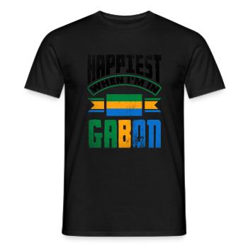 Gabonais Gabon Drapeau Gabonais Le plus heureux quand je suis - T-shirt homme - noir - Devant - AI Model Male 178 light (178cm)