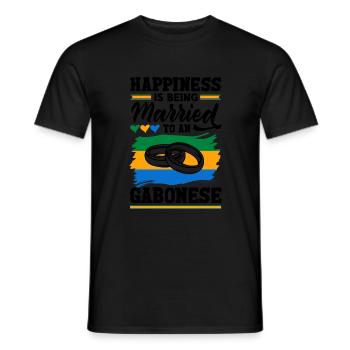 Le bonheur du drapeau gabonais du Gabon est marié - T-shirt homme - noir - Devant - AI Model Male 178 light (178cm)