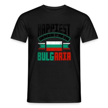Le drapeau bulgare bulgare le plus heureux quand je suis en place - T-shirt homme - noir - Devant - AI Model Male 178 light (178cm)