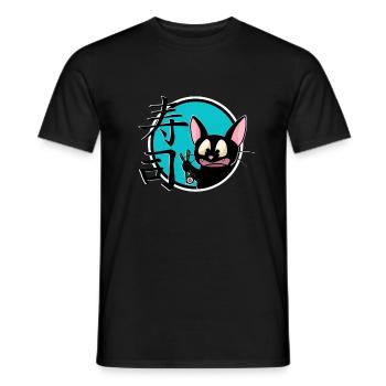 süße lustige Manga Katze Shirt Sticker - Männer T-Shirt - Schwarz - Vorne - AI Model Male 178 light (178cm)