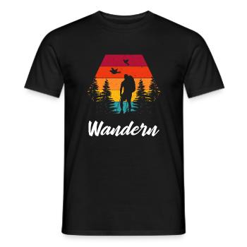 Vintage Wandern Hiking - Männer T-Shirt - Schwarz - Vorne - AI Model Male 178 light (178cm)