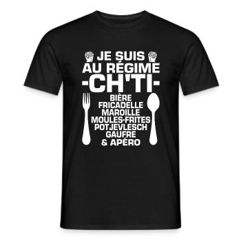 Humour Ch'Ti Régime Nord Nordiste - T-shirt homme - noir - Devant - AI Model Male 178 light (178cm)