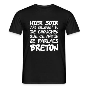 Humour Breton Alcool Chouchen Apéro Cadeau Breizh - T-shirt homme - noir - Devant - AI Model Male 178 light (178cm)