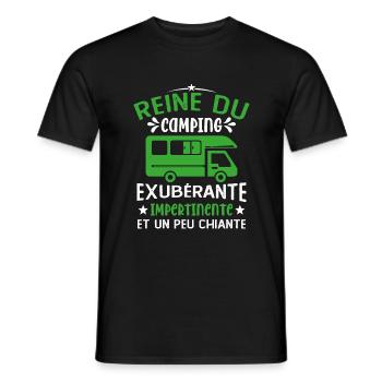 La Reine Du Camping Campeuse Cadeau Campeur Femme - T-shirt homme - noir - Devant - AI Model Male 178 light (178cm)