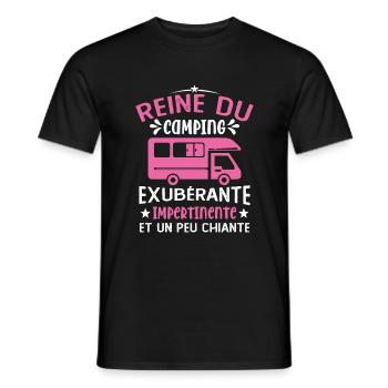 La Reine Du Camping Campeuse Cadeau Campeur Femme - T-shirt homme - noir - Devant - AI Model Male 178 light (178cm)