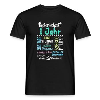 Papierhochzeit 1 Jahre Hochzeit Partner Feiern - Männer T-Shirt - Schwarz - Vorne - AI Model Male 178 light (178cm)