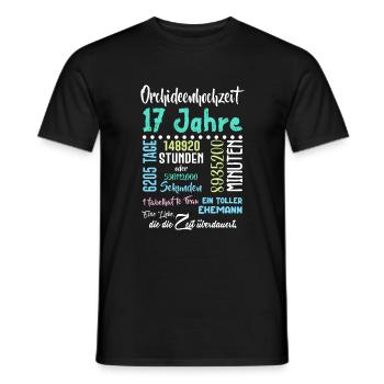 Orchideenhochzeit 17 Jahre Hochzeit Partner Feiern - Männer T-Shirt - Schwarz - Vorne - AI Model Male 178 light (178cm)