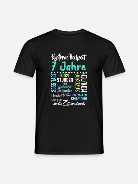 Kupferne Hochzeit 7 Jahre Hochzeit Partner Feiern - Männer T-Shirt - Schwarz