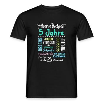 Hölzerne Hochzeit 5 Jahre Hochzeit Partner Feiern - Männer T-Shirt - Schwarz - Vorne - AI Model Male 178 light (178cm)