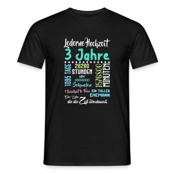 Lederne Hochzeit 3 Jahre Hochzeit Partner Feiern - Männer T-Shirt - Schwarz - Vorne - AI Model Male 178 light (178cm)
